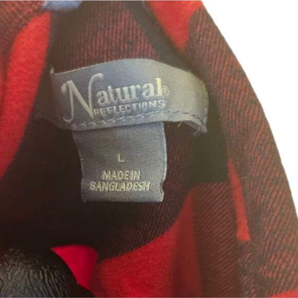 Rock and Roll Distressed Red & Black Buffalo Plaid Flannel Natural Reflections L - Picture 6 of 9